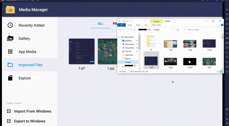 transfer media files to Bluestacks