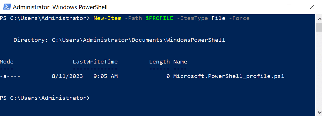 Create Default Profile
