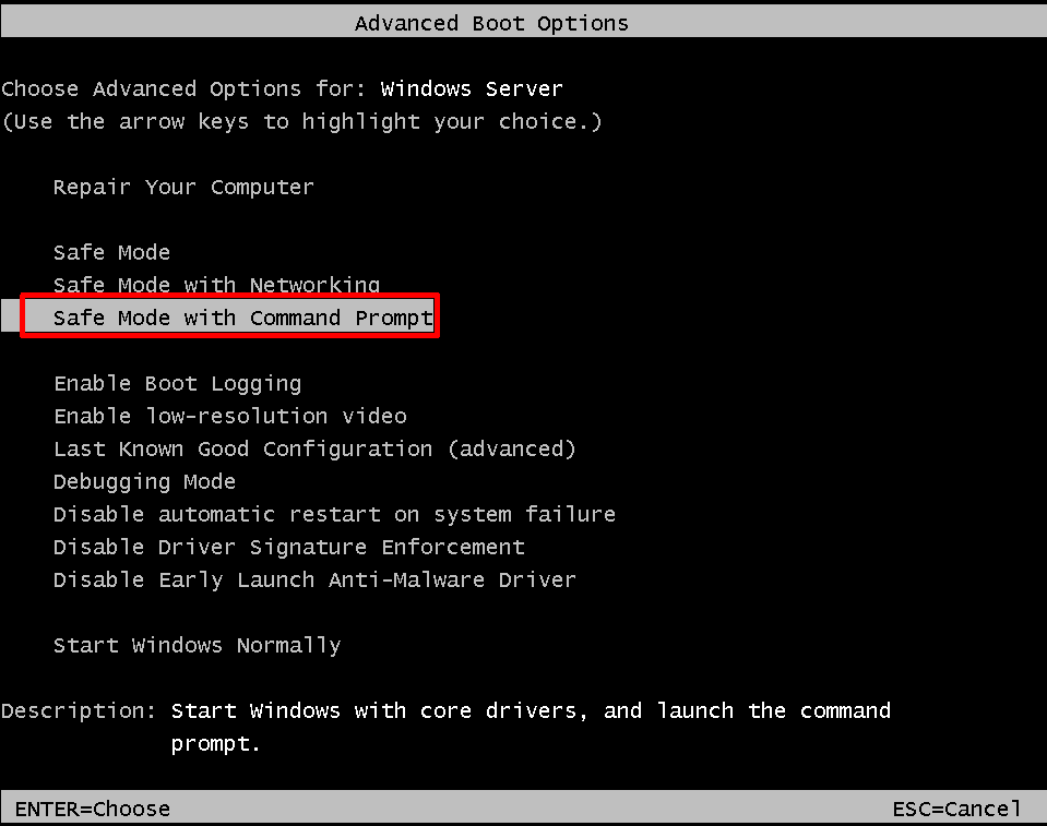 Safe Mode with Command Prompt