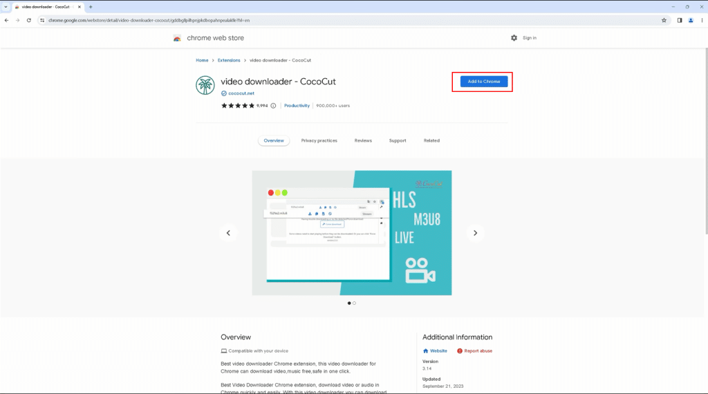 Add to chrome button.