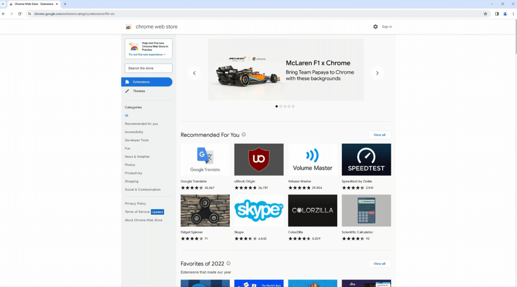 chrome web store.