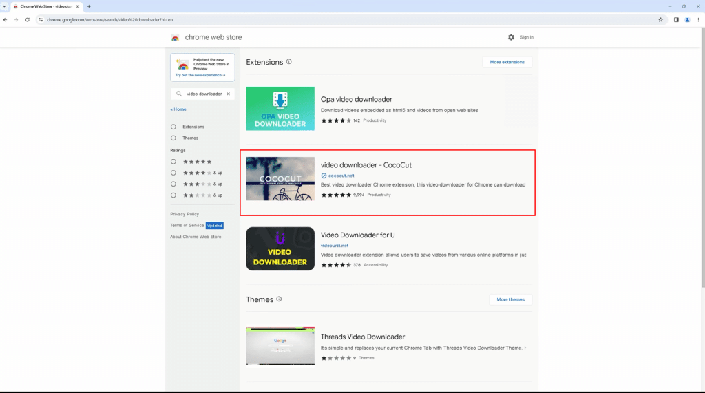 select cococut video downloader