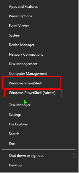 win plus x to open powershell