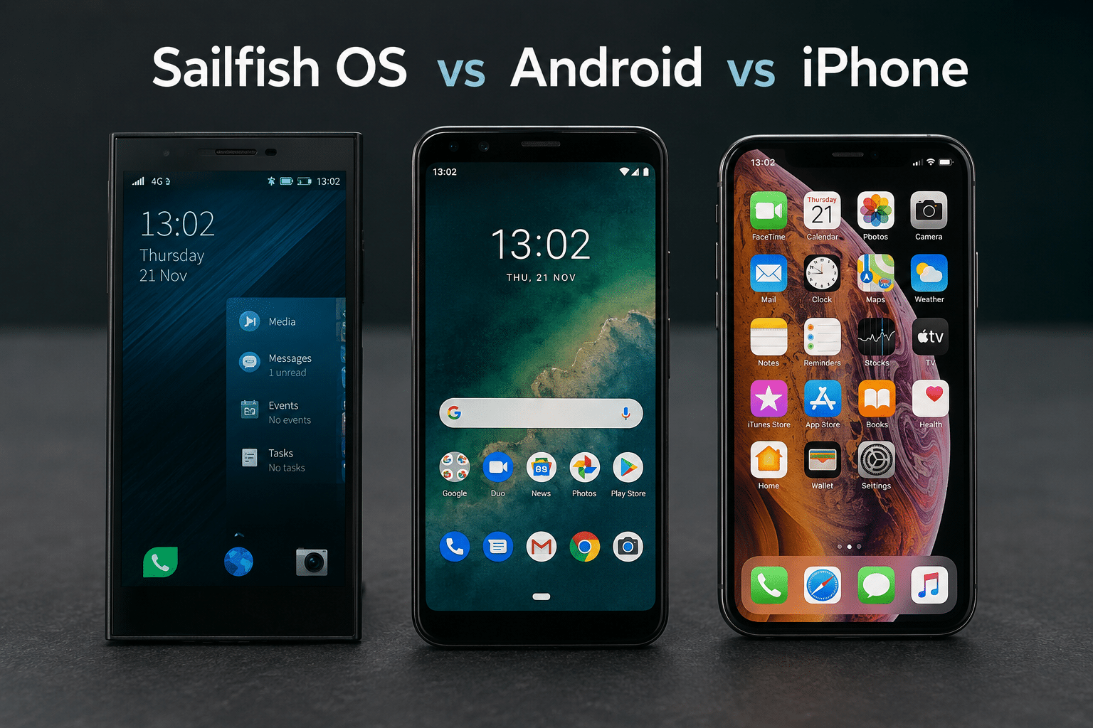 Sailfish OS vs Android vs iPhone